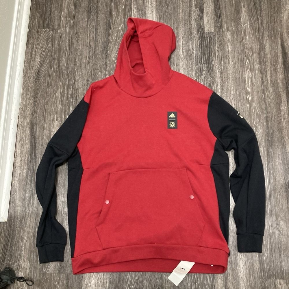 Adidas Atlanta United Mens XL Travel Hoodie Red Black New Soccer